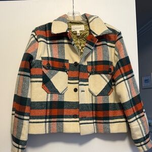 THE GREAT. Cream and Red Plaid Jacket